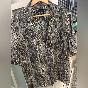 All Saints Monochrome Patterned Shirt, snake skin print